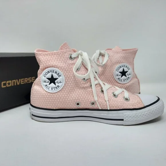 Women's Converse Chuck Taylor All Star Hi-Top White/Vapor Pink/White Sneakers-S7 - Picture 5 of 7